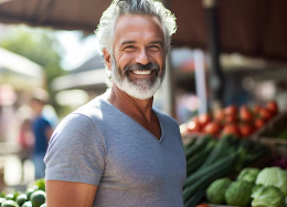 Hombre comiendo sano