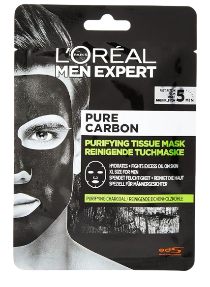 L'Oréal Men Expert - Masque Tissu Purifiant Visage pour Homme - Pur Charbon - 30 g